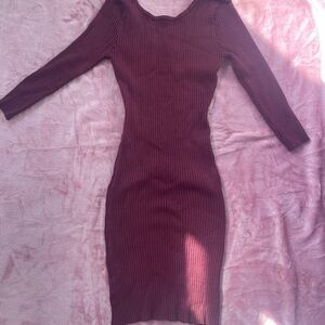 Charlotte Russe Maroon Mid Sleeve Dress